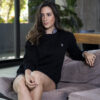 Sueter Negro con cuello redondo ST7003 — detalle de tela
