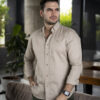 Camisa básica color arena FOR3067 — vista lateral
