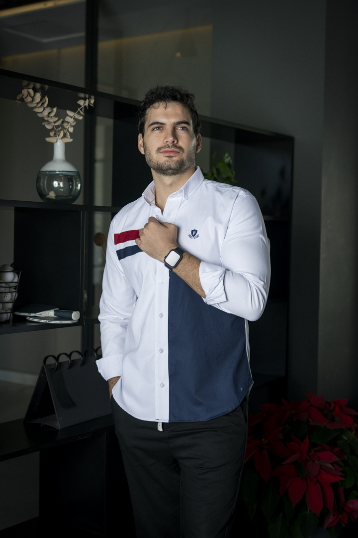 Camisa de combinaciones blanca con franja marino FOR3051 — vista posterior