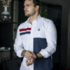Camisa de combinaciones blanca con franja marino FOR3051 — detalle