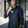 Camisa de combinaciones marino y verde con franjas FOR3057 — vista posterior