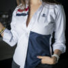 Camisa de combinaciones blanca con franja marino FOR3052 — vista lateral