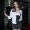 Camisa de combinaciones blanca con franja marino FOR3052 — en modelo