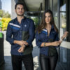 Camisa de combinaciones marino y verde con franjas FOR3057 — vista lateral