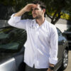 Camisa blanca Racing Team FOR3050 — vista lateral