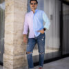 Camisa de combinaciones azul cielo, rosa y menta FOR2752 — vista posterior