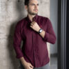 Camisa básica color vino FOR3061 — vista lateral