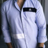 Camisa azul cielo con franjas azul marino y blanco FOR3083 — detalle
