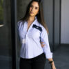 Camisa azul cielo con franjas azul marino y blanco FOR3084 — vista lateral