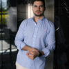 Camisa de mini cuadros azul cielo FOR3085 — vista lateral