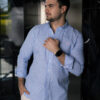 Camisa de mini cuadros azul cielo FOR3085 — vista posterior