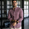 Camisa de mini cuadros rojo vino FOR3091 — detalle