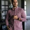Camisa de mini cuadros rojo vino FOR3091 — vista posterior