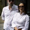 Camisa de rayas blancas multicolor FOR3097 — detalle de tela