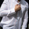 Camisa de rayas blancas multicolor FOR3097 — vista frontal