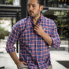 Camisa de multicuadro marino y rojo FOR3109 — vista lateral