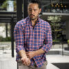 Camisa de multicuadro marino y rojo FOR3109 — detalle