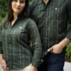 Camisa de cuadros verde militar FOR3113 — detalle de tela