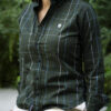 Camisa de cuadros verde militar FOR3114 — vista frontal
