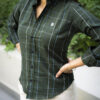 Camisa de cuadros verde militar FOR3114 — vista lateral