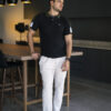 Playera polo de combinaciones negro con verde militar POL0021 — detalle