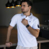Playera polo de combinaciones blanco y gris POL0024 — vista posterior