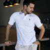 Playera polo de combinaciones blanco y gris POL0024 — vista lateral