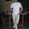 Playera polo de combinaciones blanco y gris POL0024 — detalle