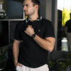 Playera polo de combinaciones negro y marino POL0027 — vista posterior
