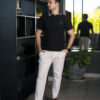 Playera polo de combinaciones negro y marino POL0027 — detalle