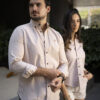 Camisa básica beige oxford FOR3172 — detalle de tela