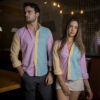 Camisa de combinaciones menta, rosa y amarillo FOR2939 — en modelo