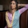 Camisa de combinaciones menta, rosa y amarillo FOR2939 — detalle