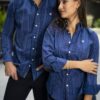 Camisa de Combinaciones de Rayas marino con multicolor FOR3105 — detalle de tela
