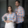 Camisa de cuadros multicolor FOR3115 — detalle de tela