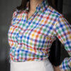 Camisa de cuadros multicolor FOR3116 — vista posterior