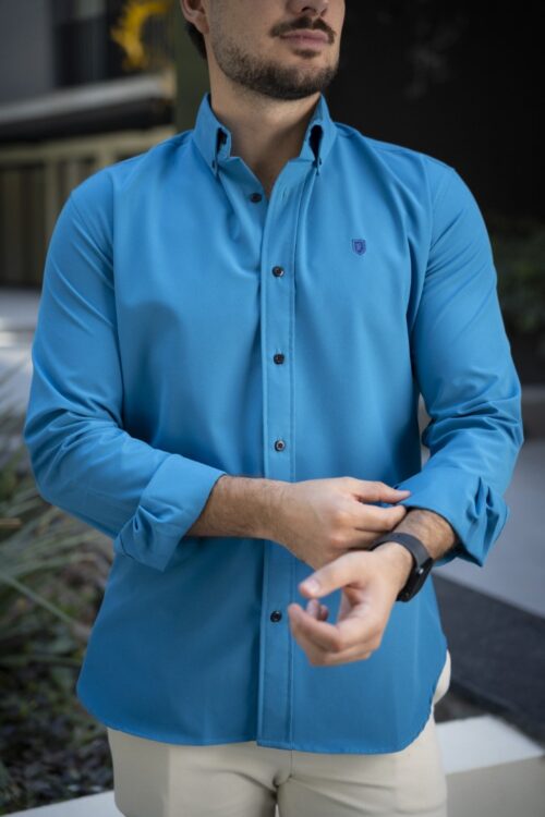 Camisa Dryflex Azul Turquesa FOR3173 — vista posterior