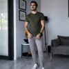 Camisa Basica Verde Militar TS107 — vista lateral