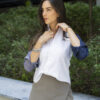 Camisa de Combinaciones de Blanco, Marino, Gris FOR3180 — vista lateral