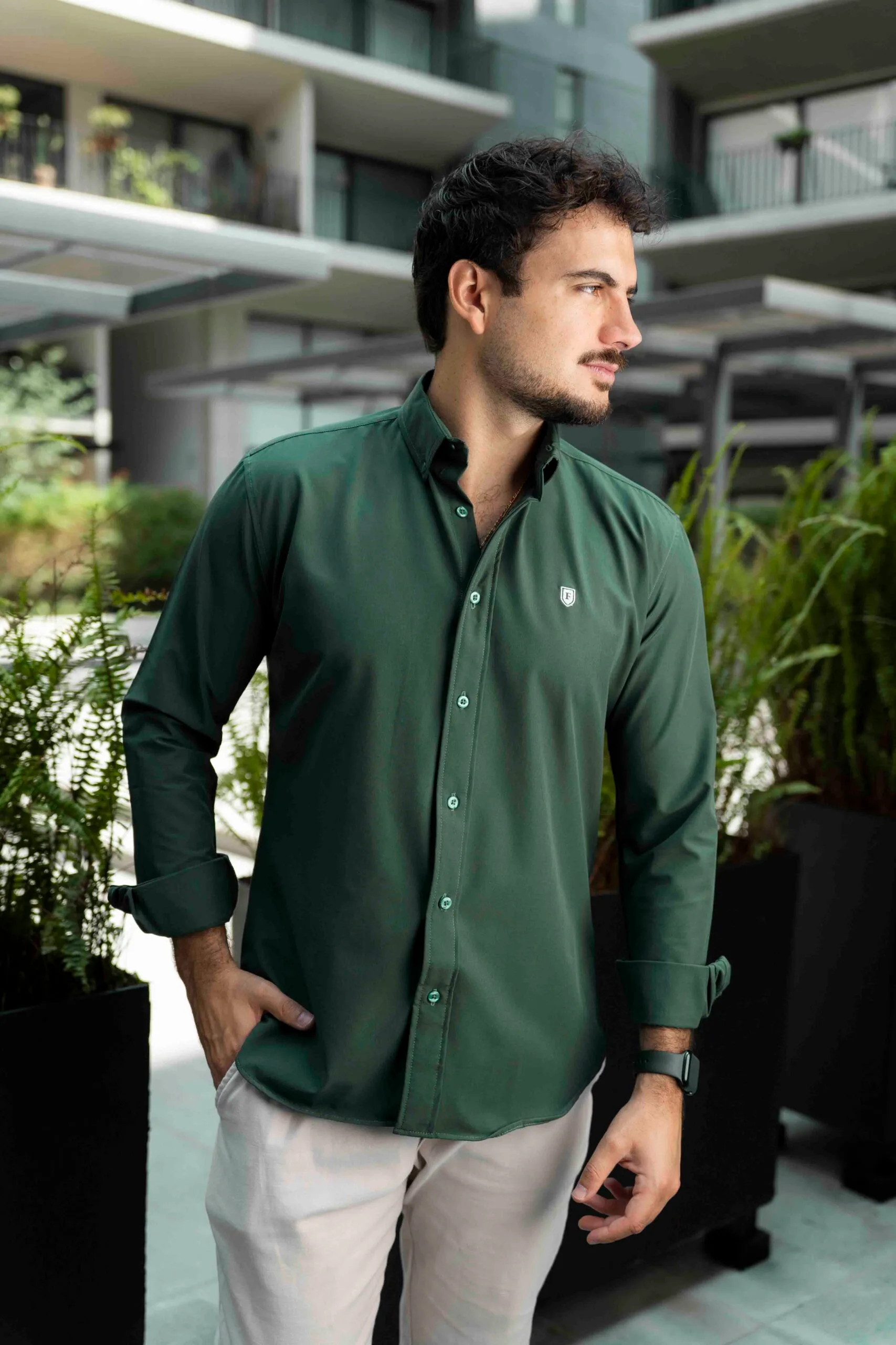 Camisa Dryflex Verde esmeralda FOR3189 — vista posterior