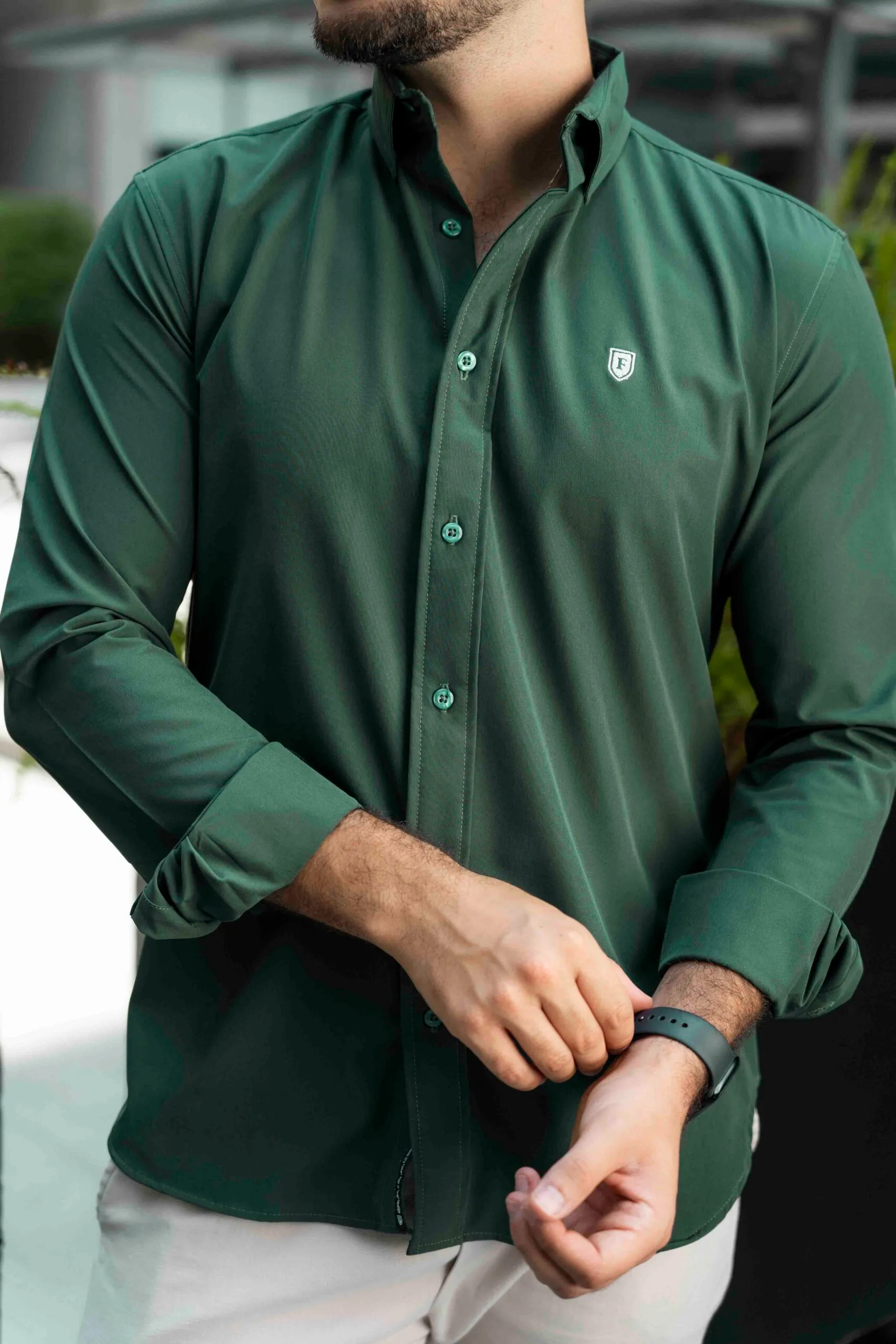 Camisa Dryflex Verde esmeralda FOR3189 — detalle