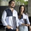 Camisa de combinaciones Cielo, Marino, Gris FOR3194 — detalle de tela