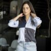 Camisa de combinaciones Cielo, Marino, Gris FOR3194 — vista lateral