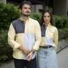 Camisa de combinaciones Amarillo, Gris, Cielo FOR3197 — en modelo
