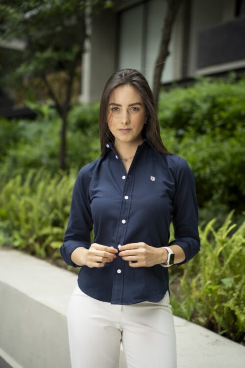 Camisa Basica de lino Marino FOR3212 — vista posterior