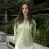 Camisa Basica de lino Verde limon FOR3216 — vista lateral