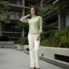 Camisa Basica de lino Verde limon FOR3216 — detalle