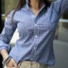 Camisa de Mini Cuadros Azul, Blanco FOR3238 — vista frontal