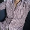 Camisa de Mini Cuadros Vino, Blanco FOR3241 — vista lateral