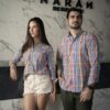 Camisa de Mini Cuadros Multicolor FOR3245 — vista lateral